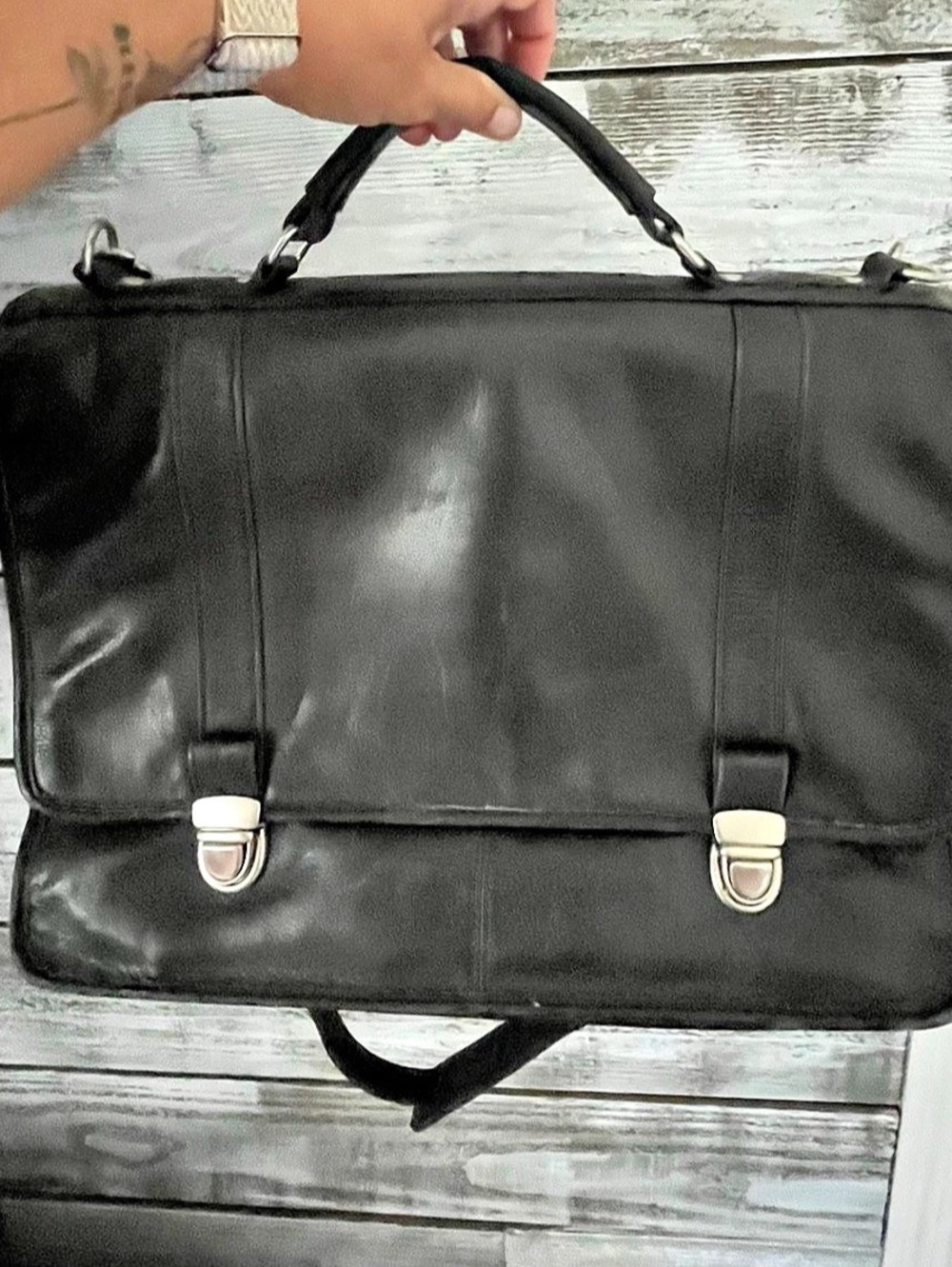 Wilson Leather Black Leather Briefcase